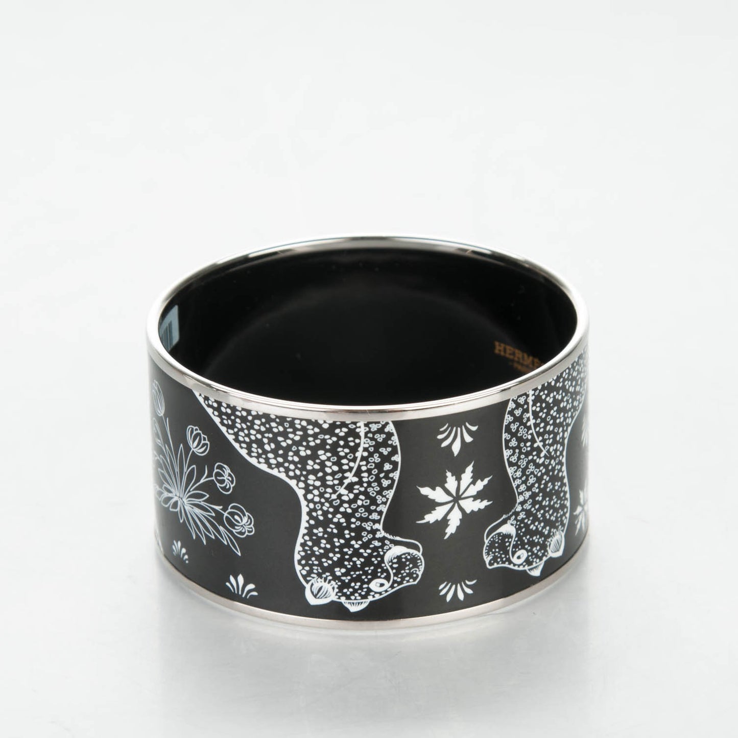 Enamel Printed Extra Wide Les Leopards Positif Negatif Bracelet 65 Black