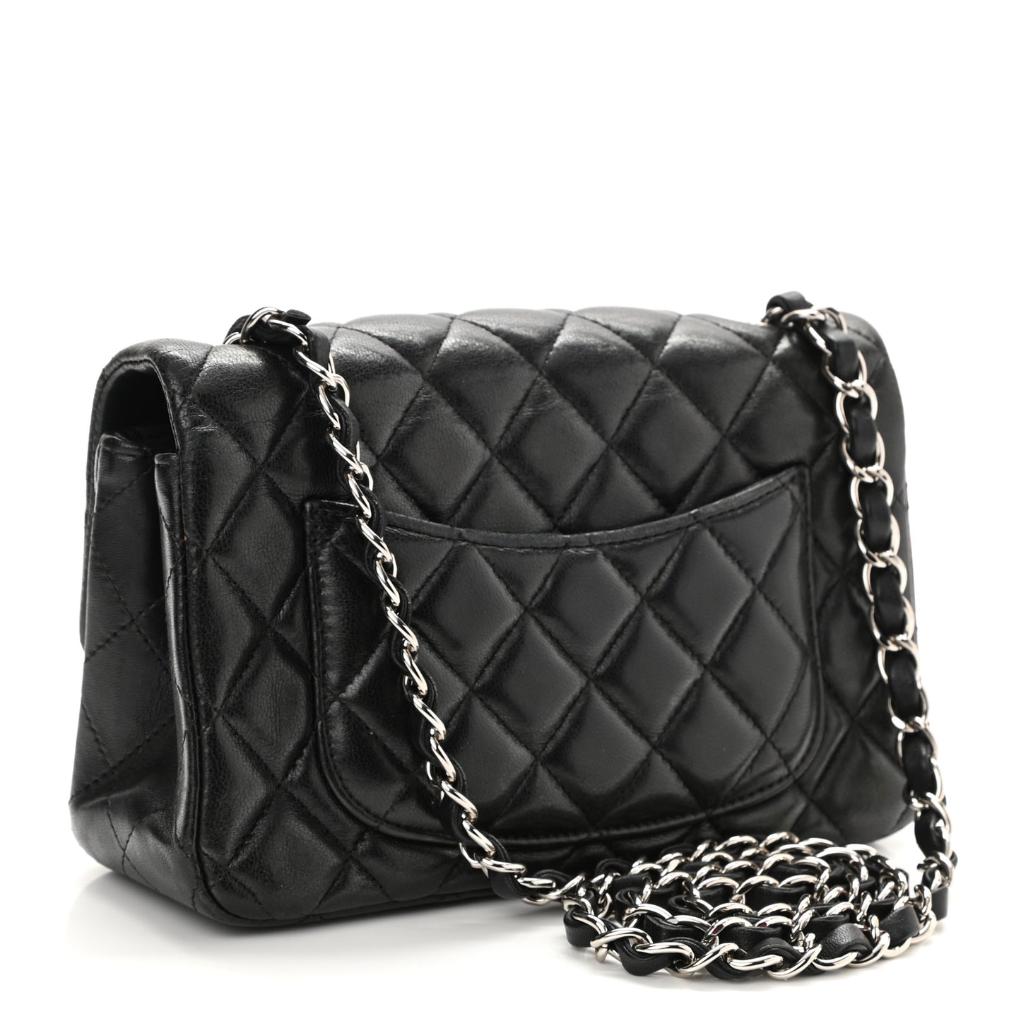 Lambskin Quilted Mini Rectangular Flap Black