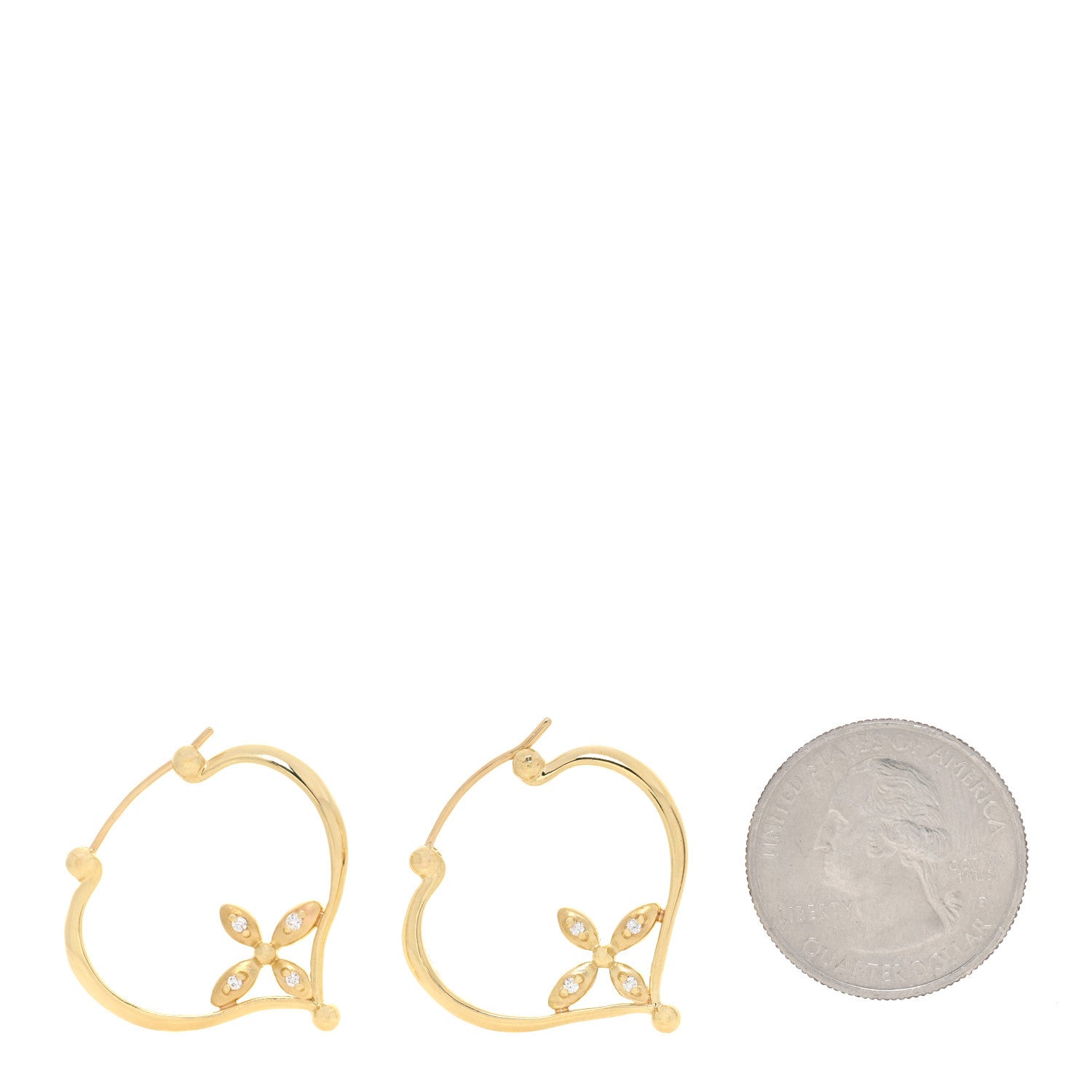 Temple St. Clair 18K Yellow Gold Diamond Heart Hoop Earrings 2 of 4