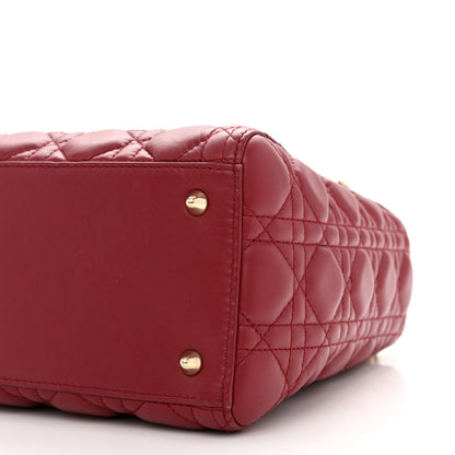 Christian Dior Lambskin Cannage Medium Lady Dior Red 10 of 12