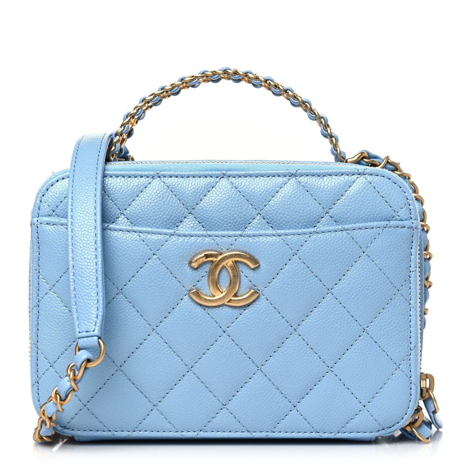 Chanel Caviar Quilted Small Pick Me Up Vanity Case Light Blue 1 of 10