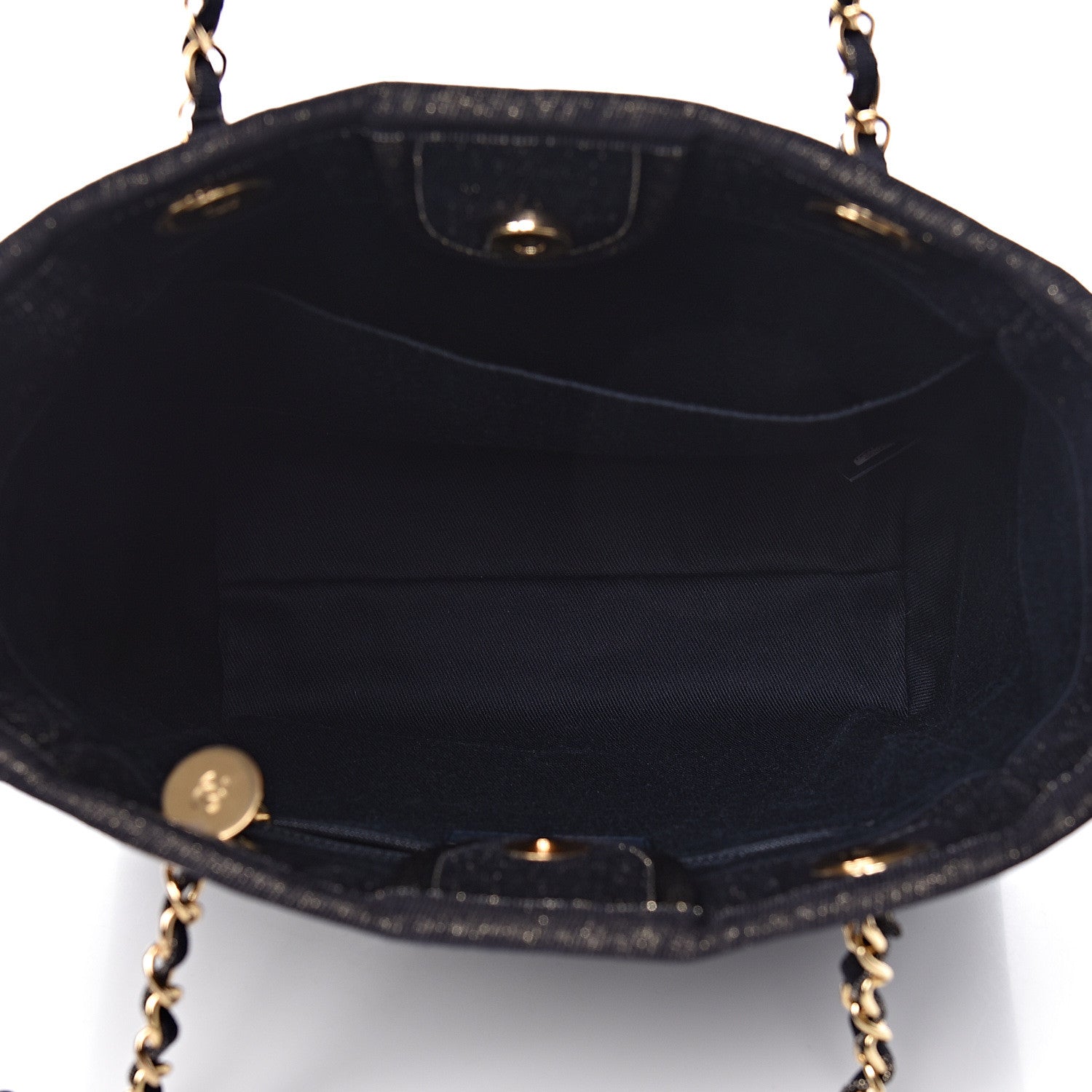 Chanel Lurex Canvas Mini Deauville Tote Navy Blue Gold 7 of 11