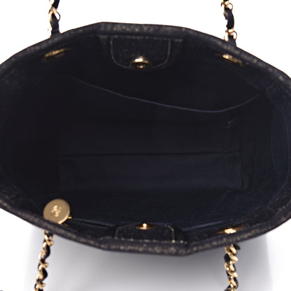 Chanel Lurex Canvas Mini Deauville Tote Navy Blue Gold 7 of 11