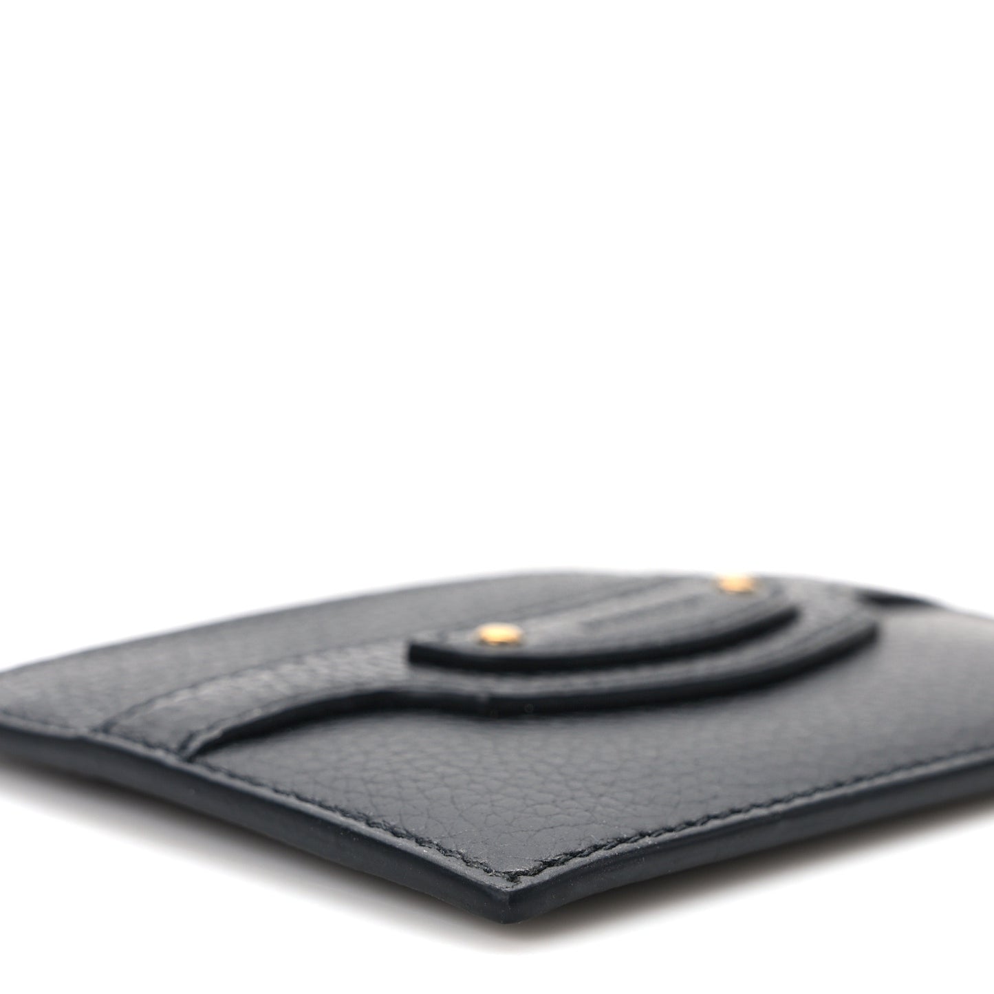 Grained Calfskin Neo Classic Gold Hardware Card Holder Black