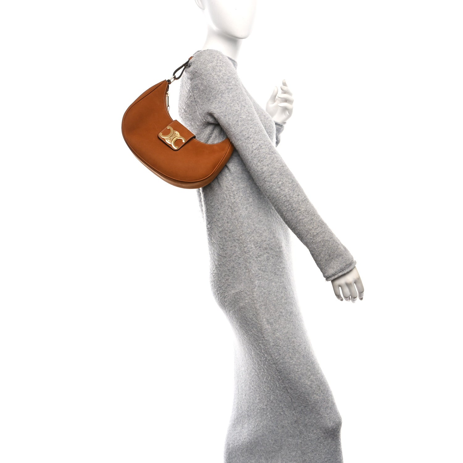 Celine Suede Medium Strap Ava Triomphe Shoulder Bag Camel 1792338