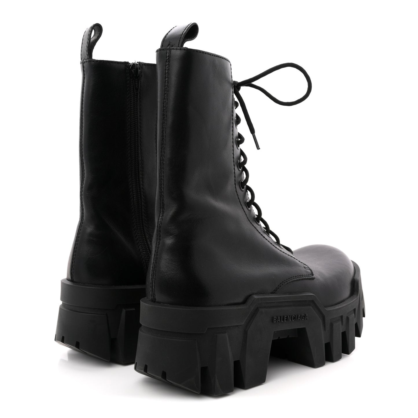 Calfskin Womens Bulldozer Lace Up Boots 37 Black