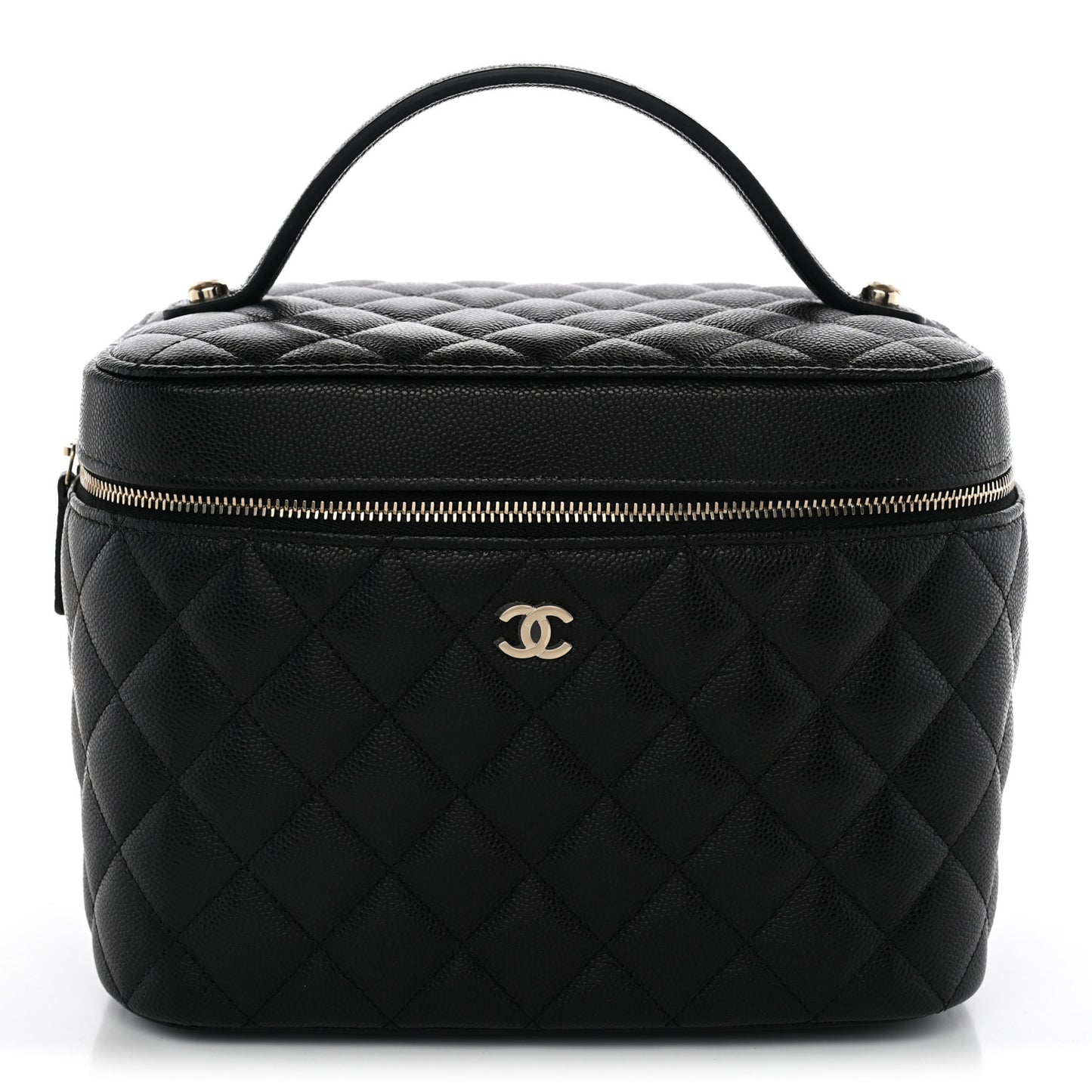 Caviar Quilted Large Vanity Pouch Black