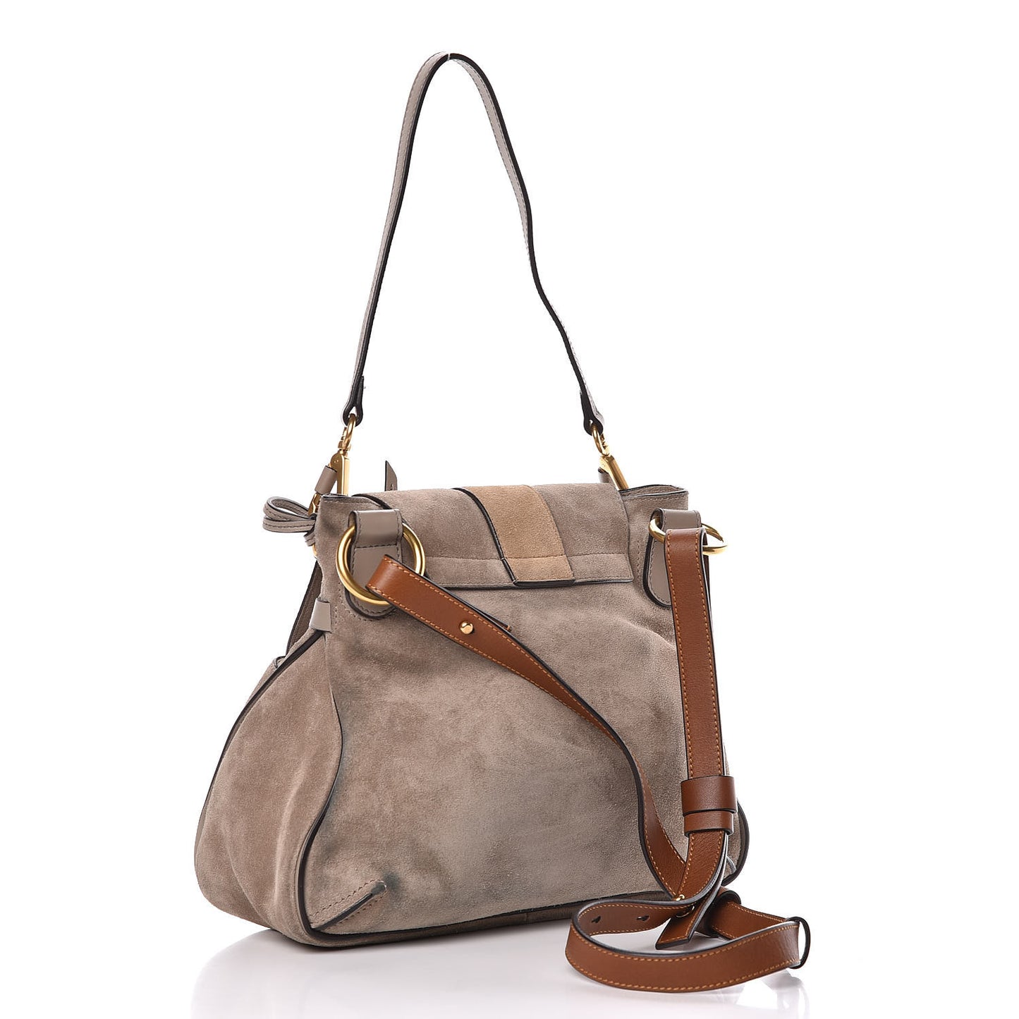 Suede Calfskin Small Lexa Shoulder Bag Motty Grey