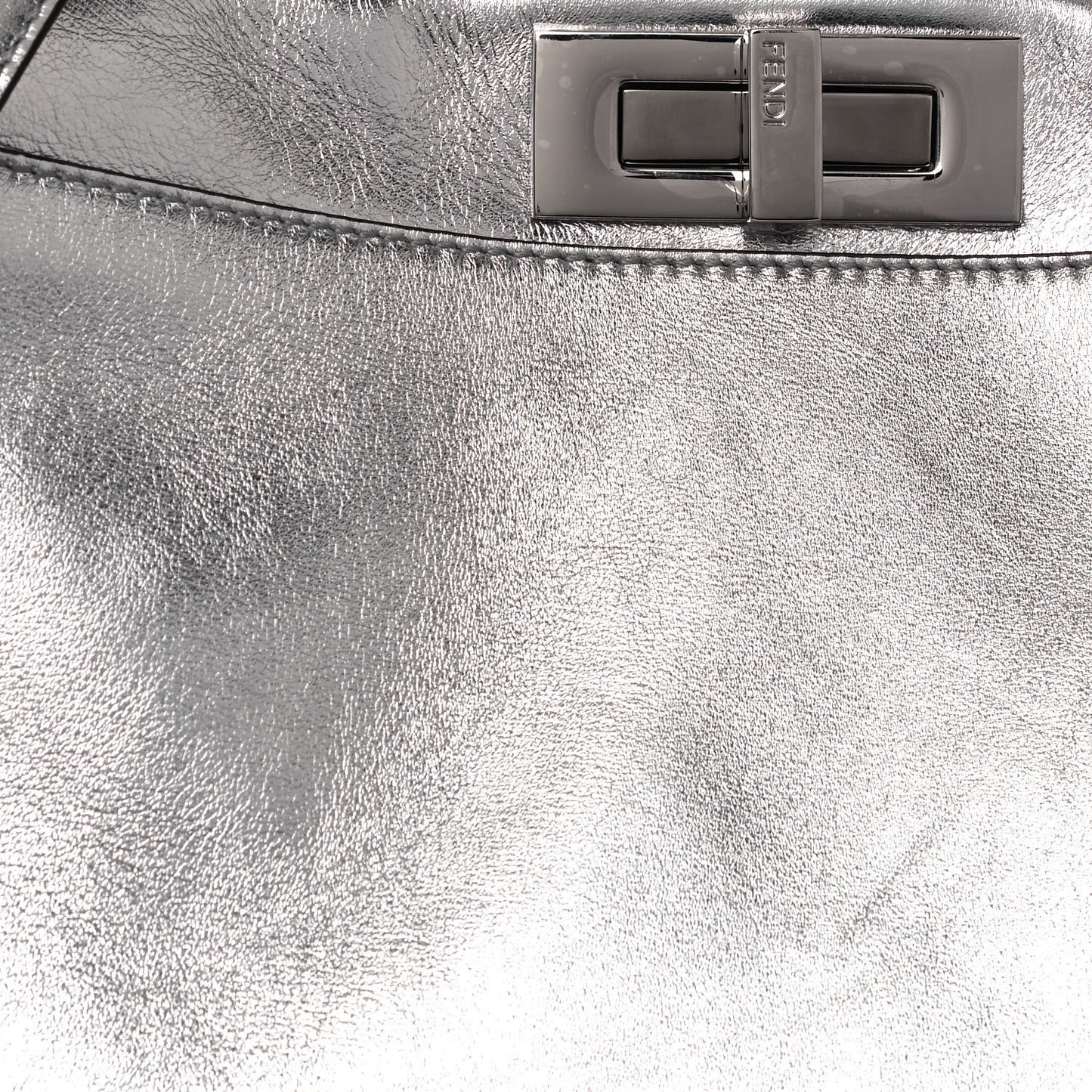 Vitello Catalan Mirror Medium Peekaboo Iconic Satchel Argento