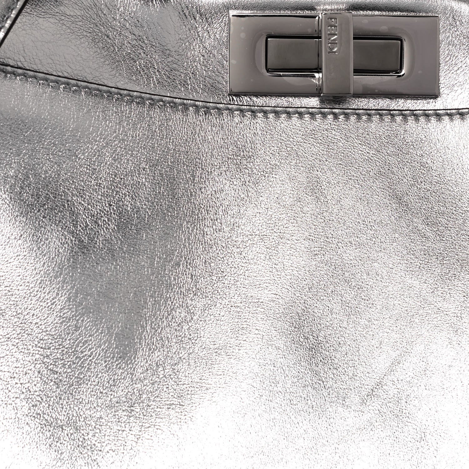 Fendi Vitello Catalan Mirror Medium Peekaboo Iconic Satchel Argento 8 of 14