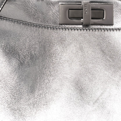 Fendi Vitello Catalan Mirror Medium Peekaboo Iconic Satchel Argento 8 of 14