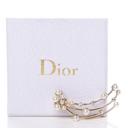 Christian Dior Pearl Crystal Clip On Earring Gold 5 of 5