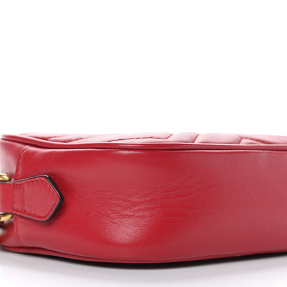 Gucci Calfskin Matelasse Mini GG Marmont Chain Shoulder Bag Hibiscus Red 5 of 8