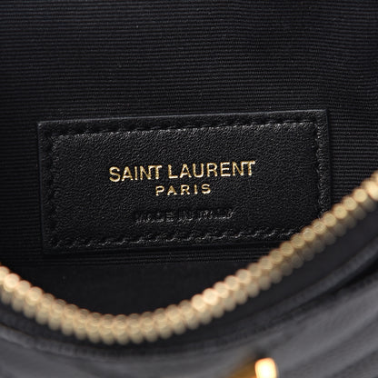 Saint Laurent Grain De Poudre Chevron Monogram Bill Pouch Black 5 of 7