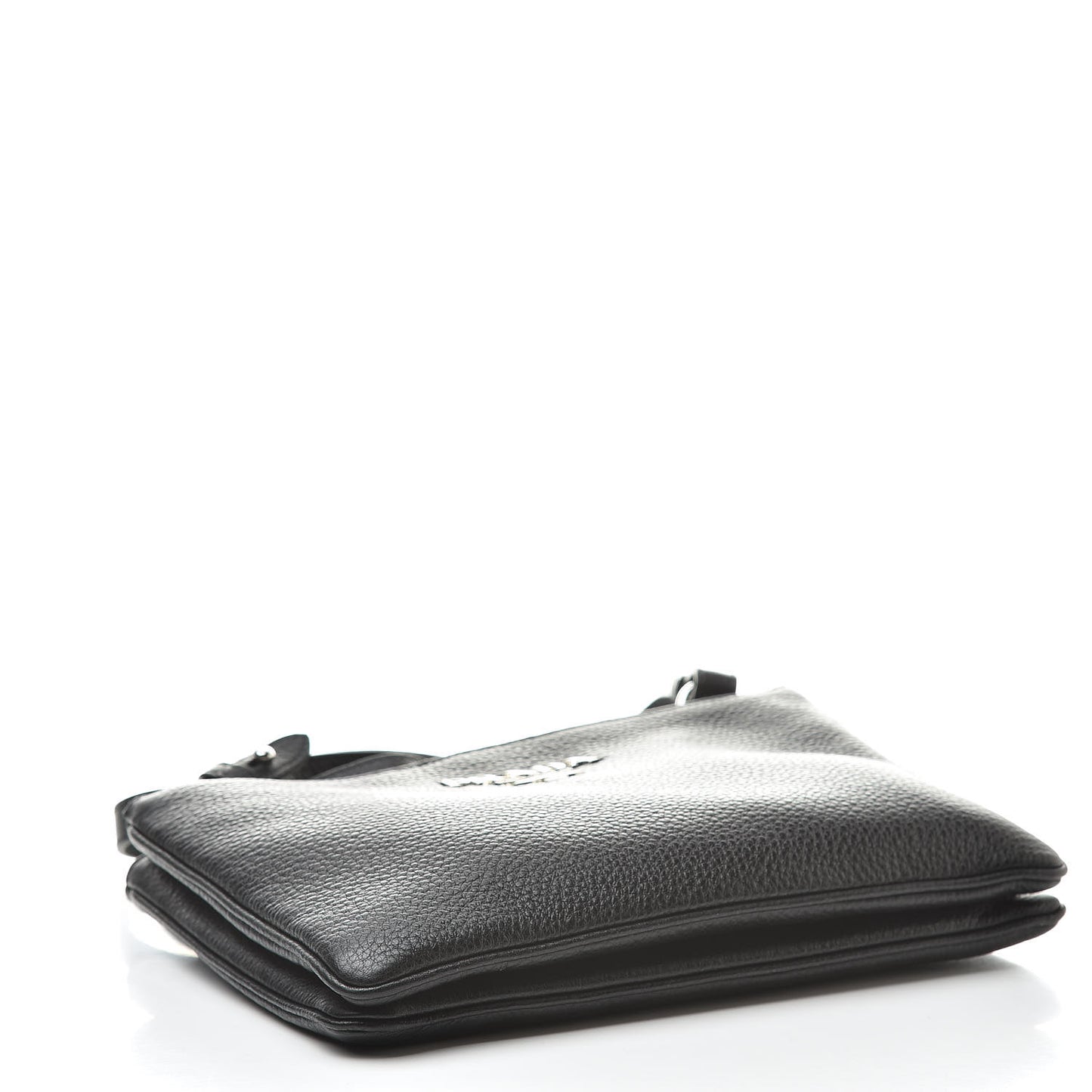 Vitello Daino Double Zip Crossbody Bag Black