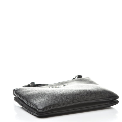 Prada Vitello Daino Double Zip Crossbody Bag Black 4 of 11