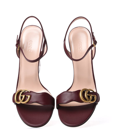 Gucci Lifford Calfskin GG Marmont Ankle Wrap 105mm Sandals 37.5 Vintage Bordeaux 6 of 12