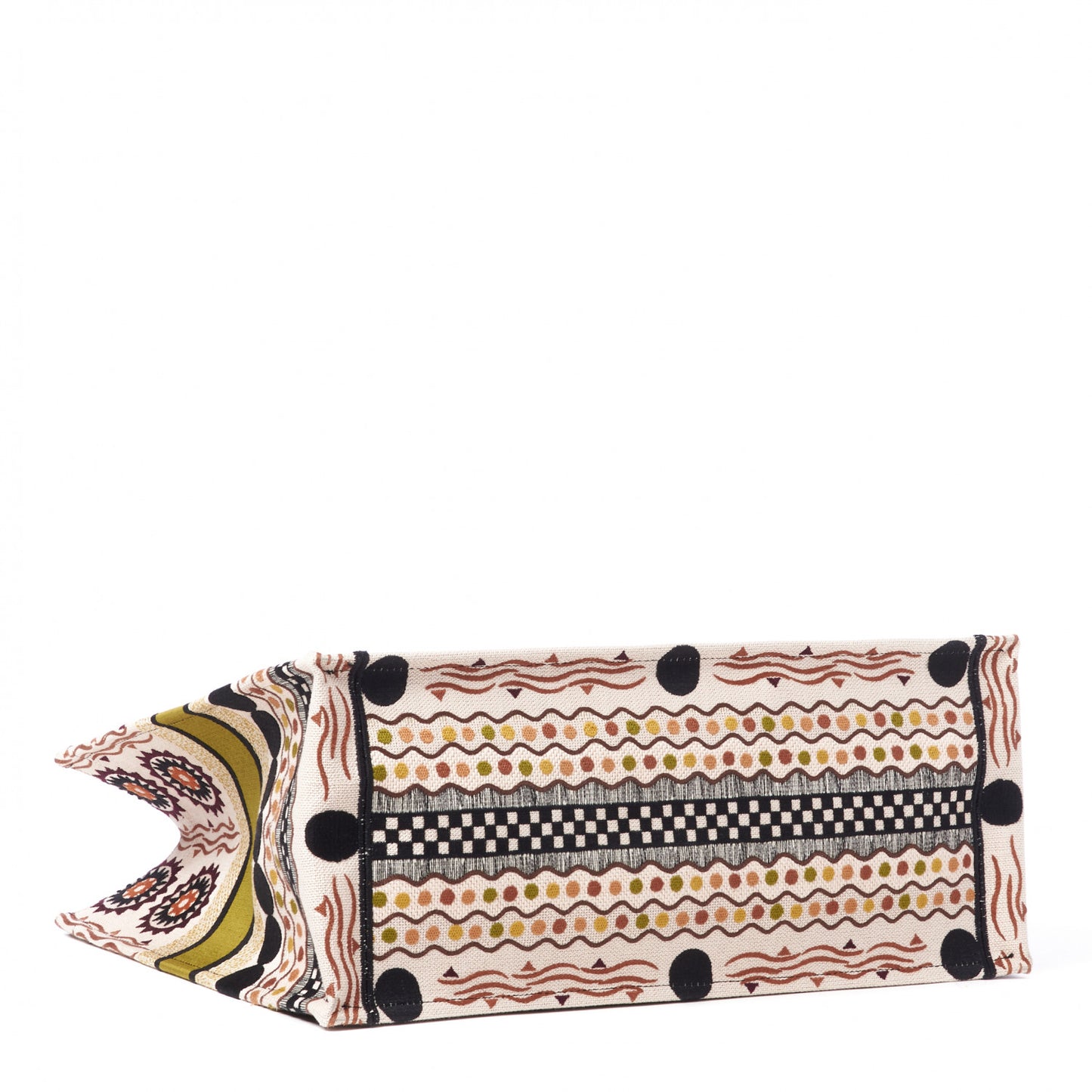 Canvas Embroidered Geometric Book Tote Multicolor
