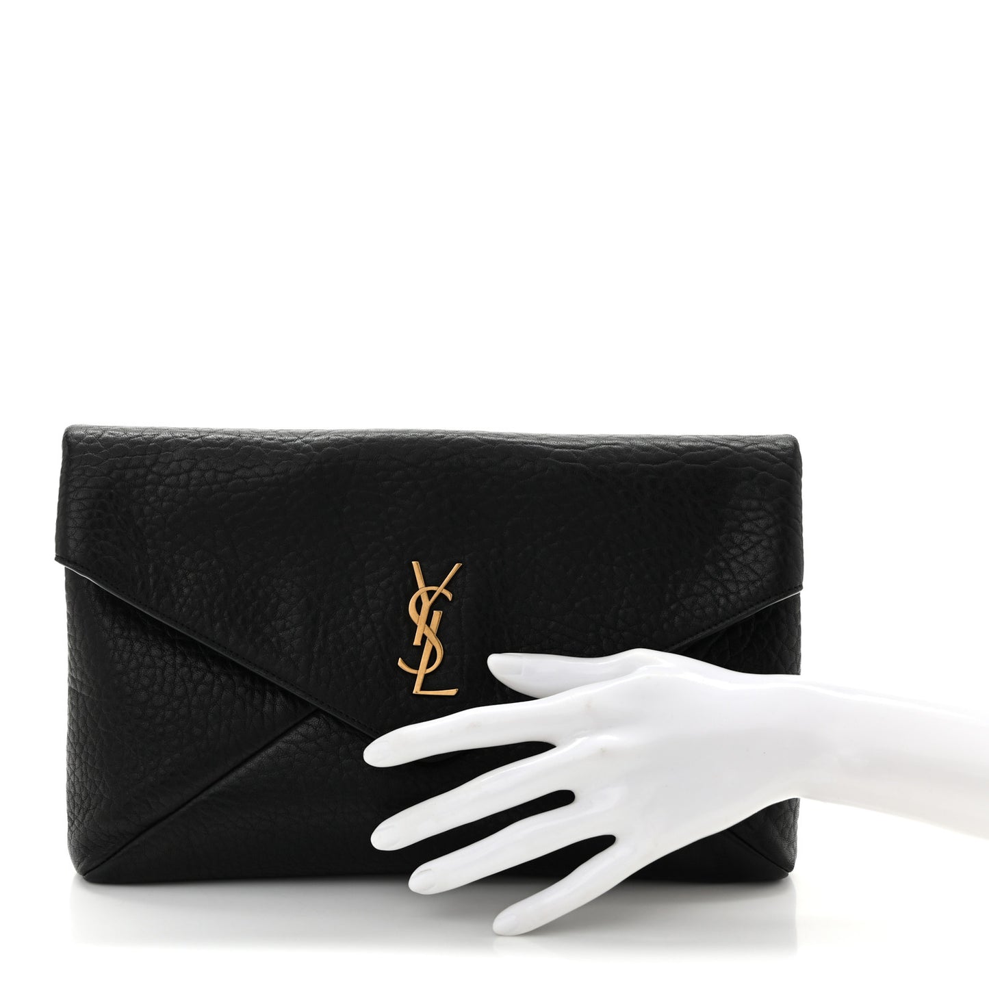 Grained Lambskin Cassandre Envelope Pouch Black