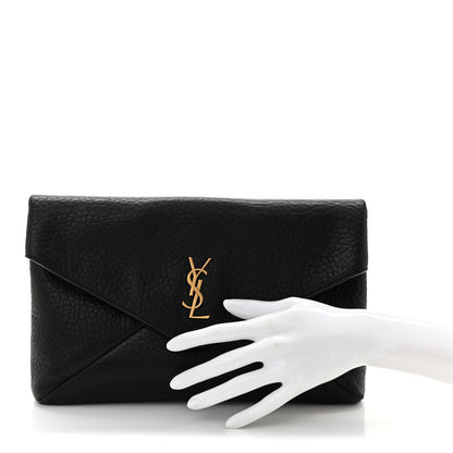Saint Laurent Grained Lambskin Cassandre Envelope Pouch Black 2 of 7