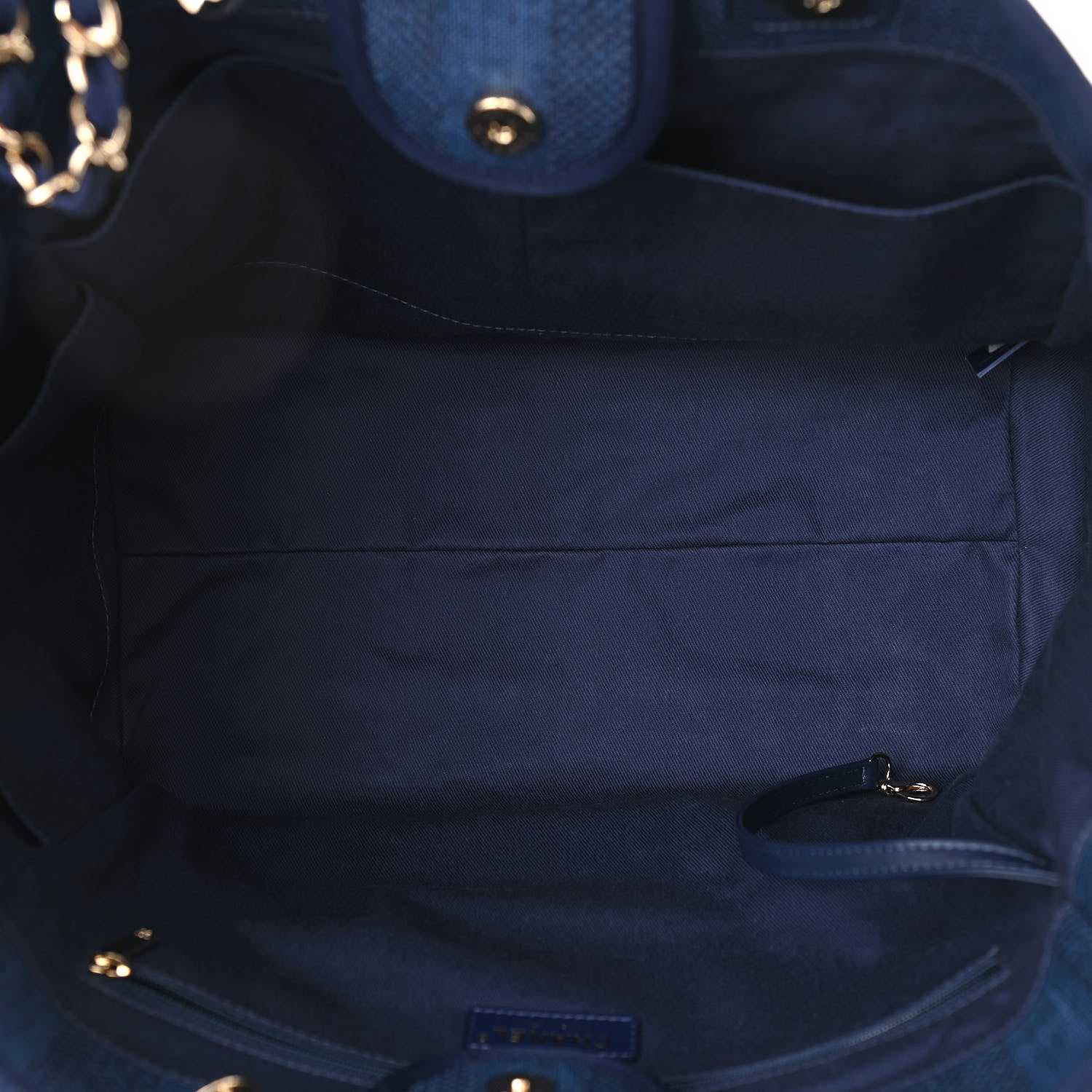 Chanel Mixed Fibers Striped Medium Deauville Tote Navy Blue 5 of 10