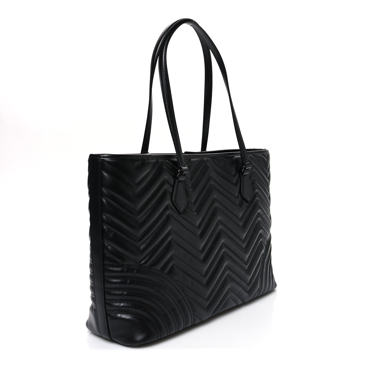Gucci Calfskin Matelasse Monochrome Large GG Marmont Tote Bag Black 3 of 10