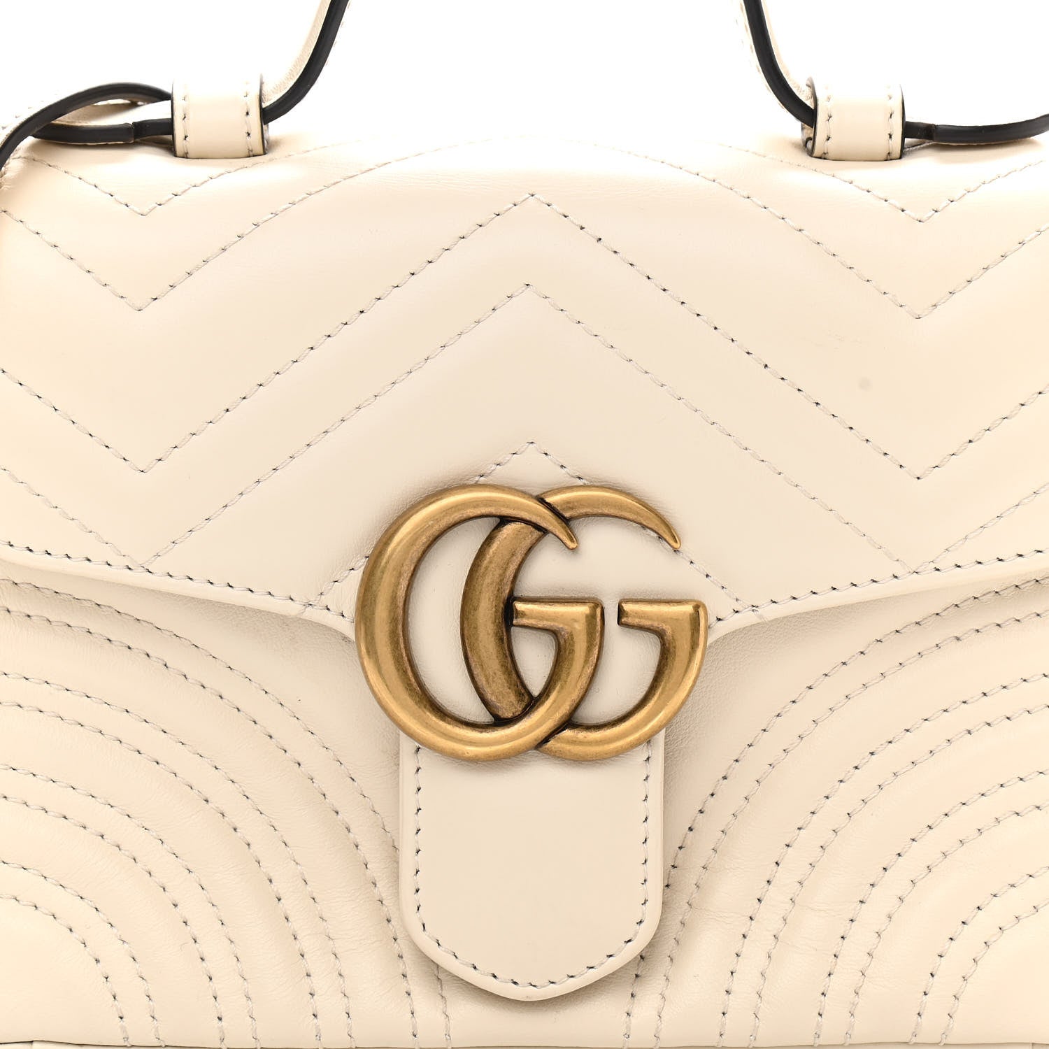 Gucci Calfskin Matelasse Mini GG Marmont Top Handle Shoulder Bag White 8 of 10
