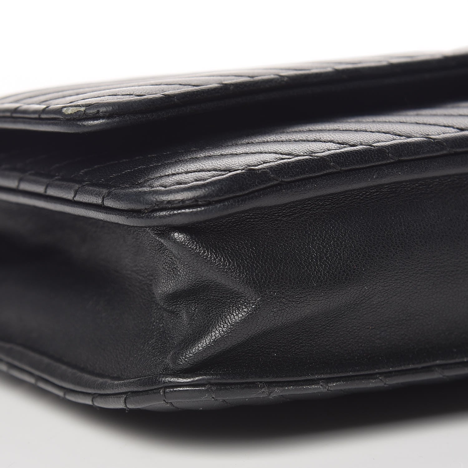 Chanel Lambskin Chevron Quilted Wallet On Chain WOC So Black 10 of 11