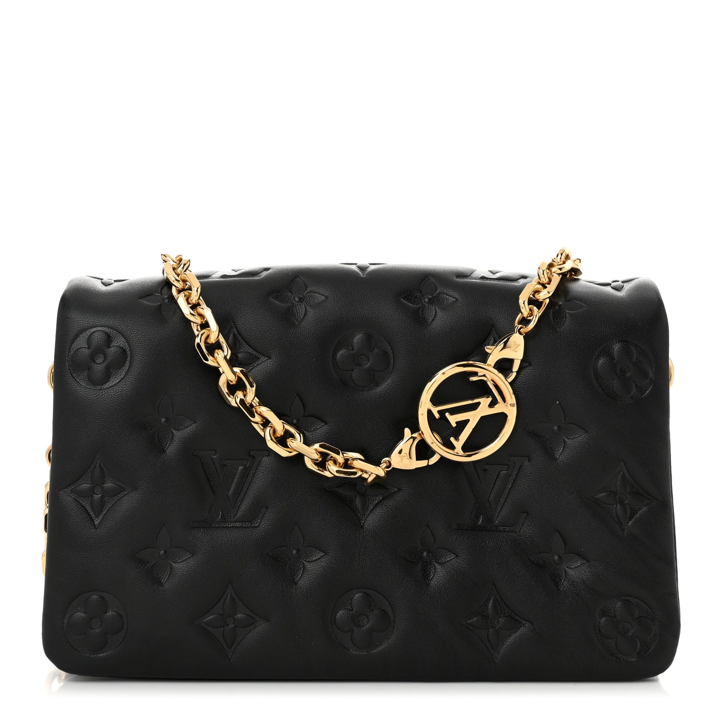 Lambskin Embossed Monogram Pochette Coussin Black
