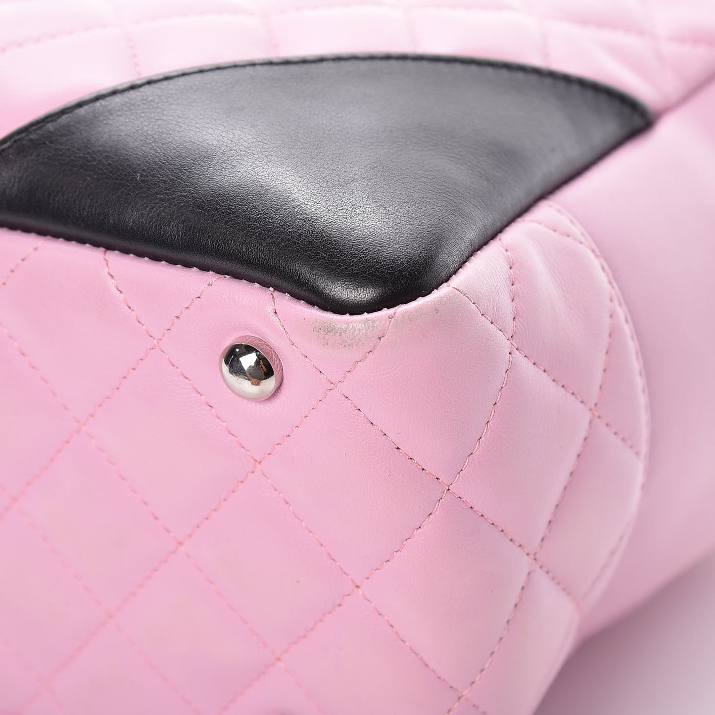 Calfskin Quilted Large Cambon Bowler Pink Black