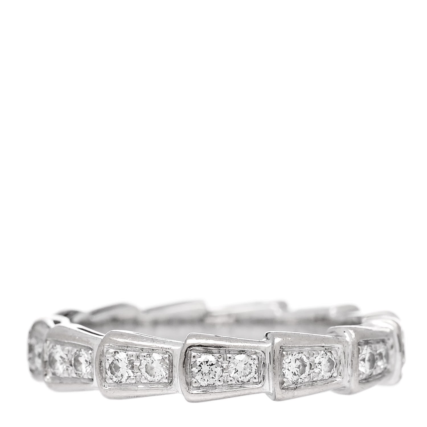 Bulgari 18K White Gold Diamond Serpenti Viper Band Ring 49 5 3 of 7