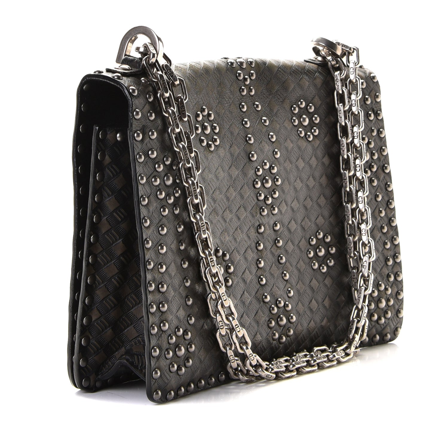 Calfskin Studded Dio(r)evolution Flap Bag Black