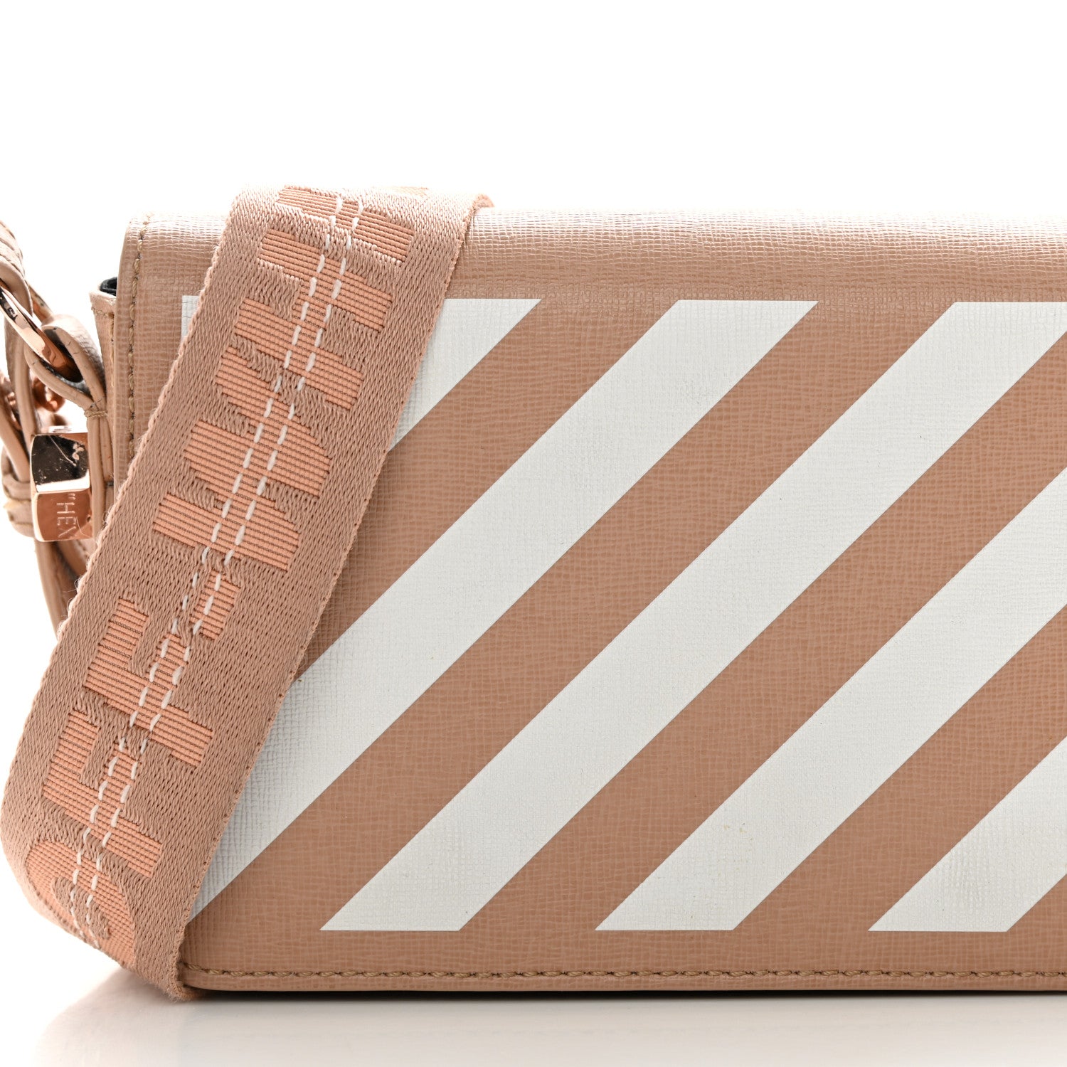 Off-White Saffiano Striped Mini Diag Bag Nude White 8 of 21