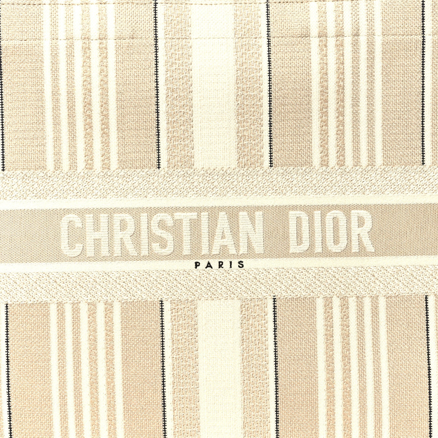 Christian Dior Canvas Embroidered Large Stripes Book Tote Beige 7 of 9