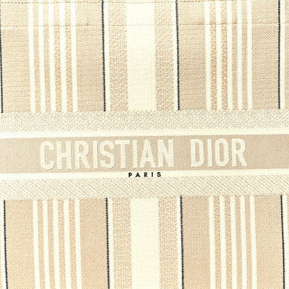 Christian Dior Canvas Embroidered Large Stripes Book Tote Beige 7 of 9