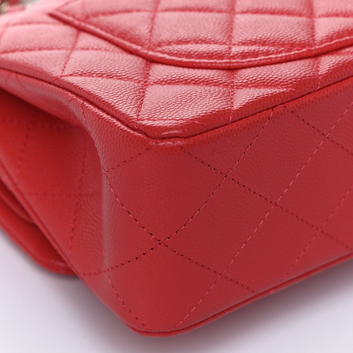 Caviar Quilted Small Double Flap Red