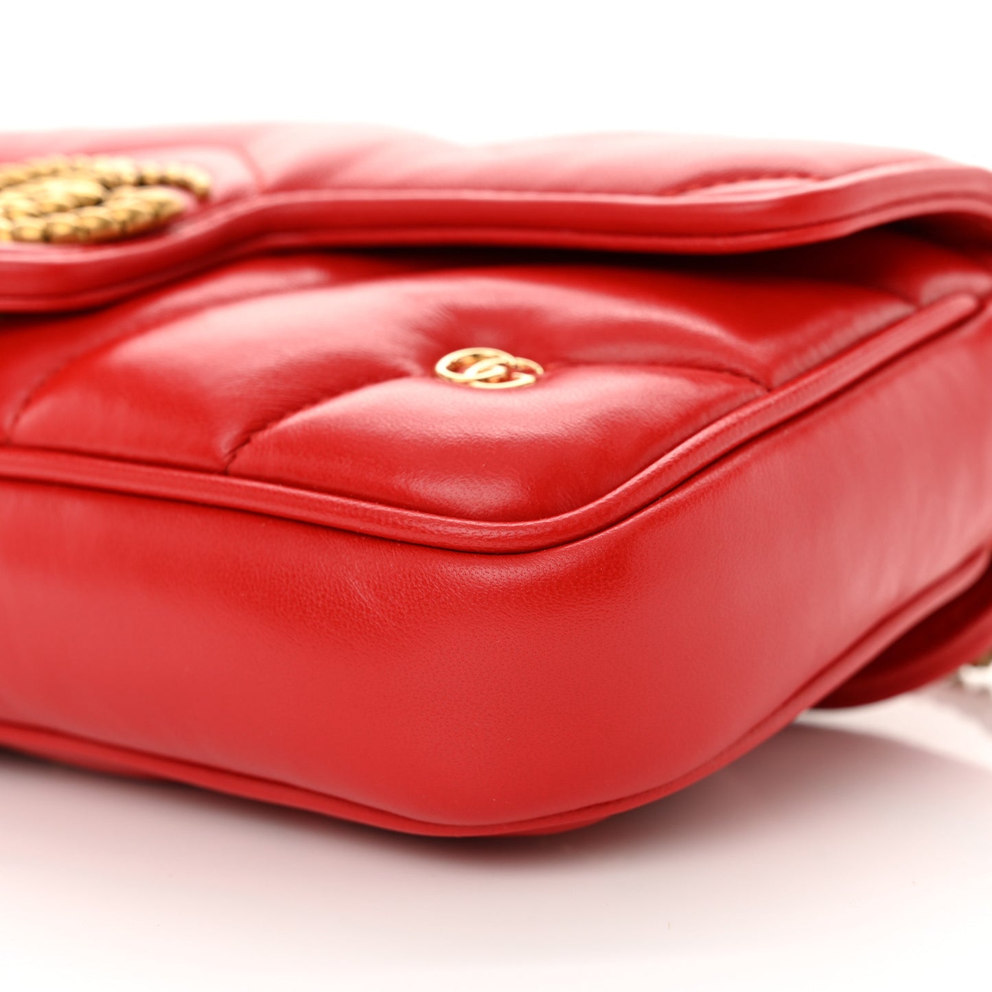 Calfskin Matelasse Double G Studs Mini Torchon GG Marmont Shoulder Bag Hibiscus Red