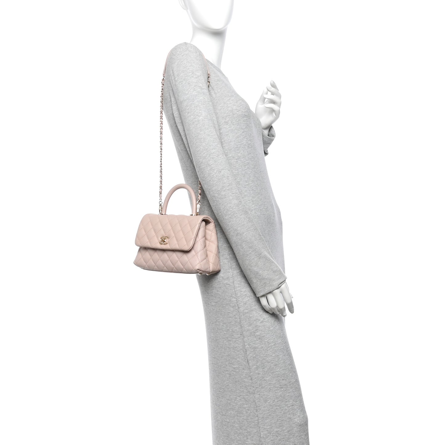 Caviar Quilted Mini Coco Handle Flap Light Pink