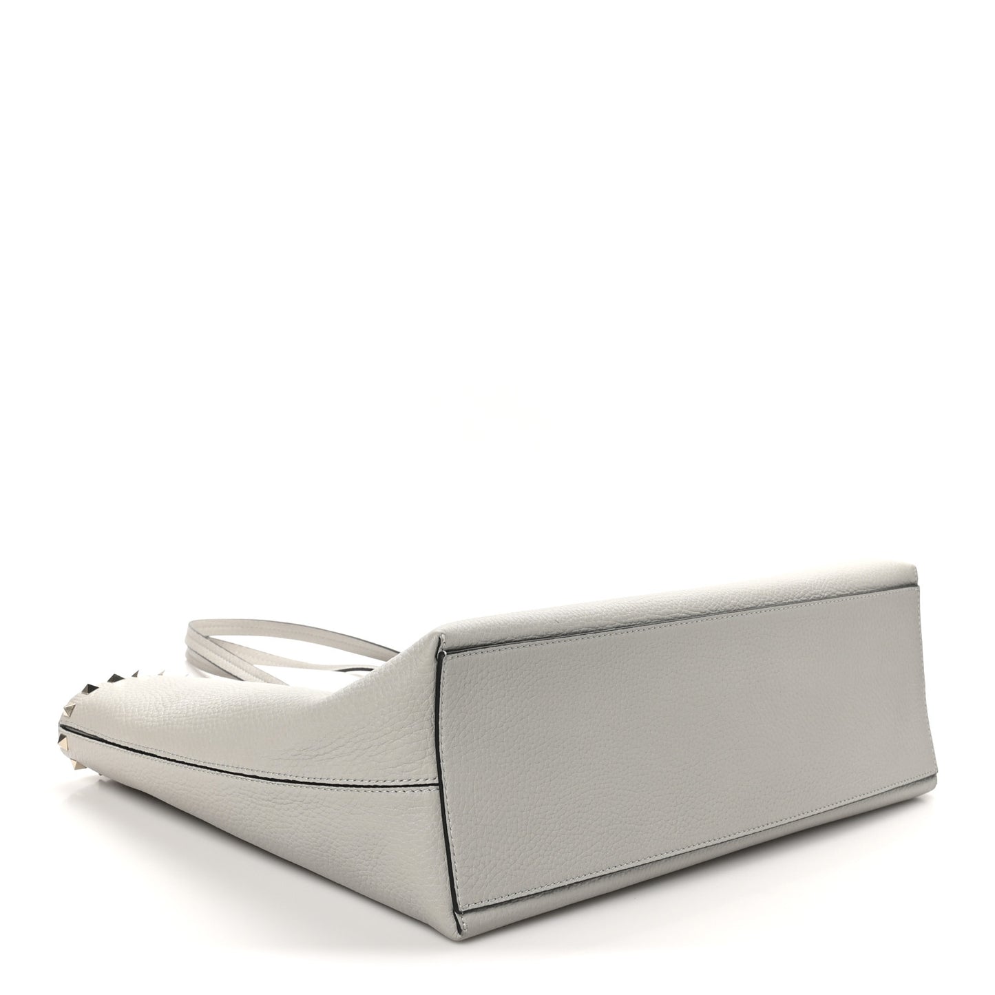 Grained Calfskin Rockstud Shoulder Tote Perla