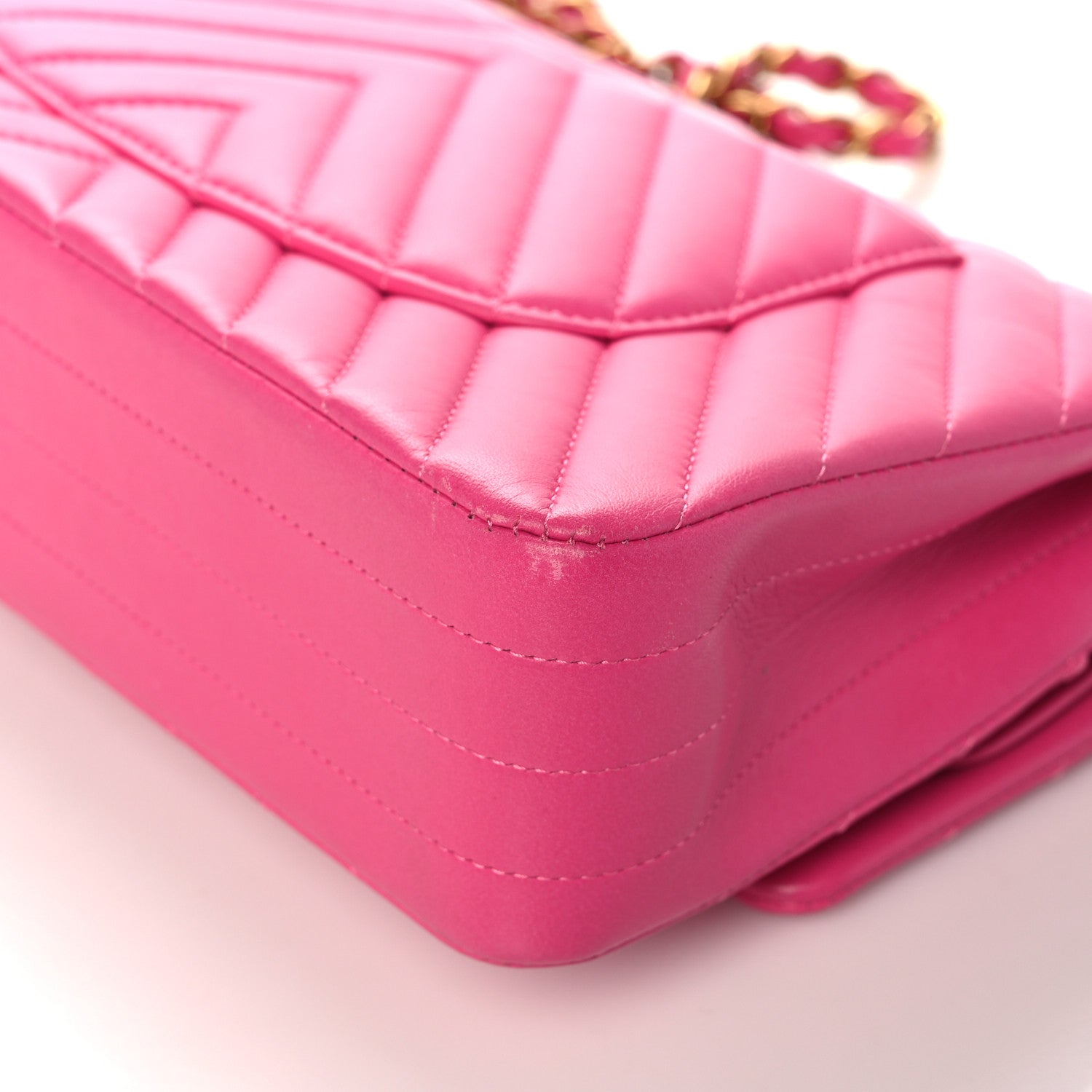 Chanel Lambskin Chevron Quilted Medium Double Flap Pink 11 of 18