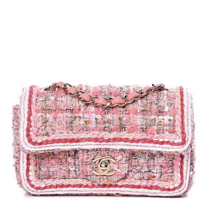Chanel Tweed Braid Mini Flap White Pink 1 of 11