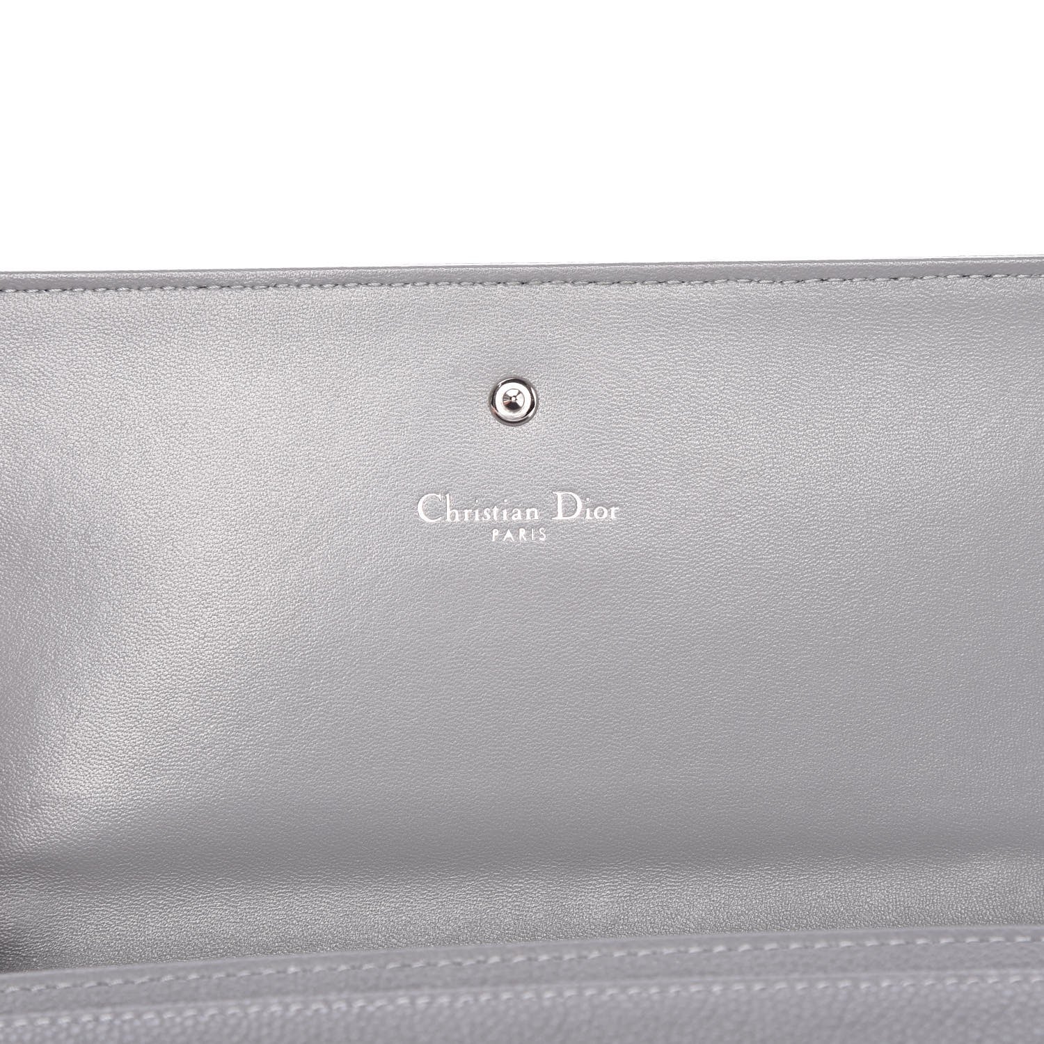 Christian Dior Grained Calfskin Diorama Croisiere Chain Wallet Gris 6 of 7