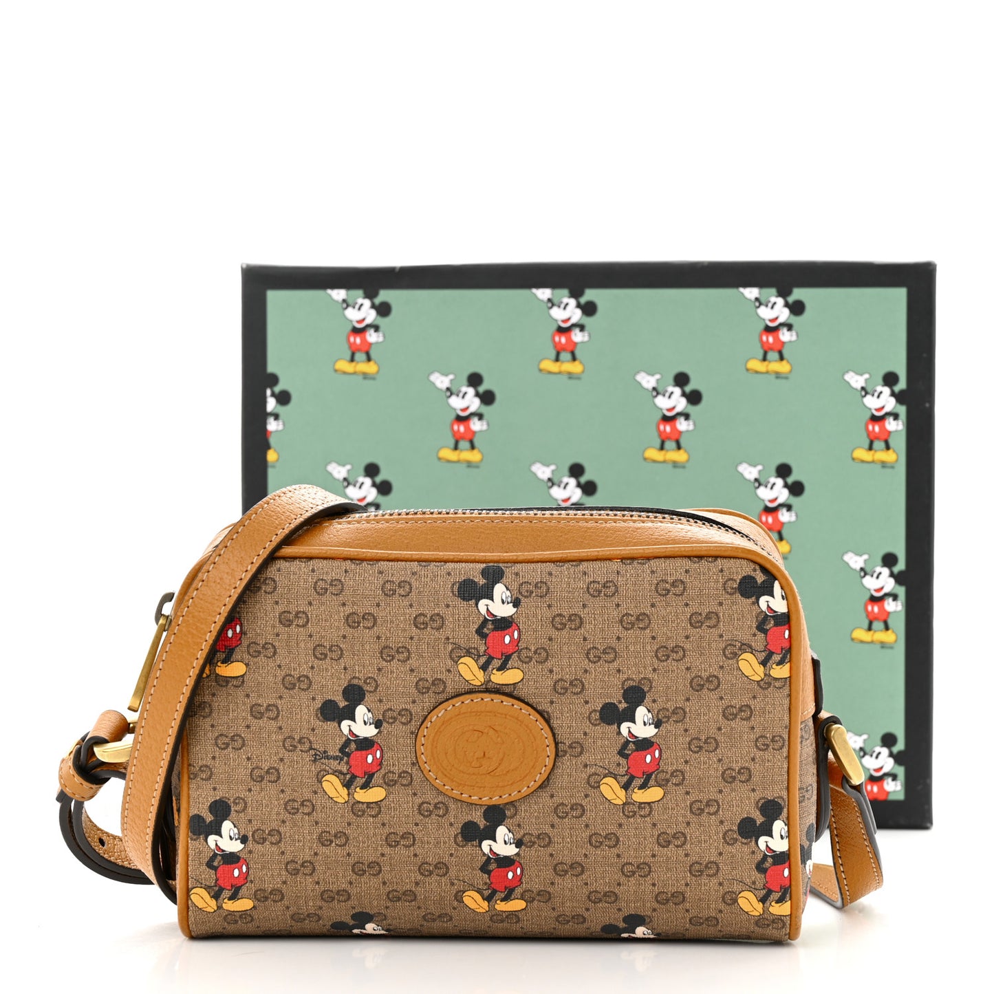 X DISNEY Mini Vintage GG Supreme Monogram Mickey Mouse Shoulder Bag Beige Vintage Sun Oil