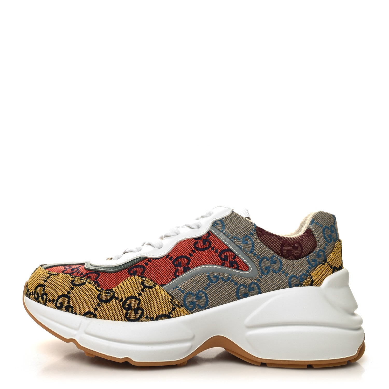 Gucci Monogram Multicolor Demetra Womens Rhyton Sneakers 36 Yellow Blue Great White Tabasco 1 of 9