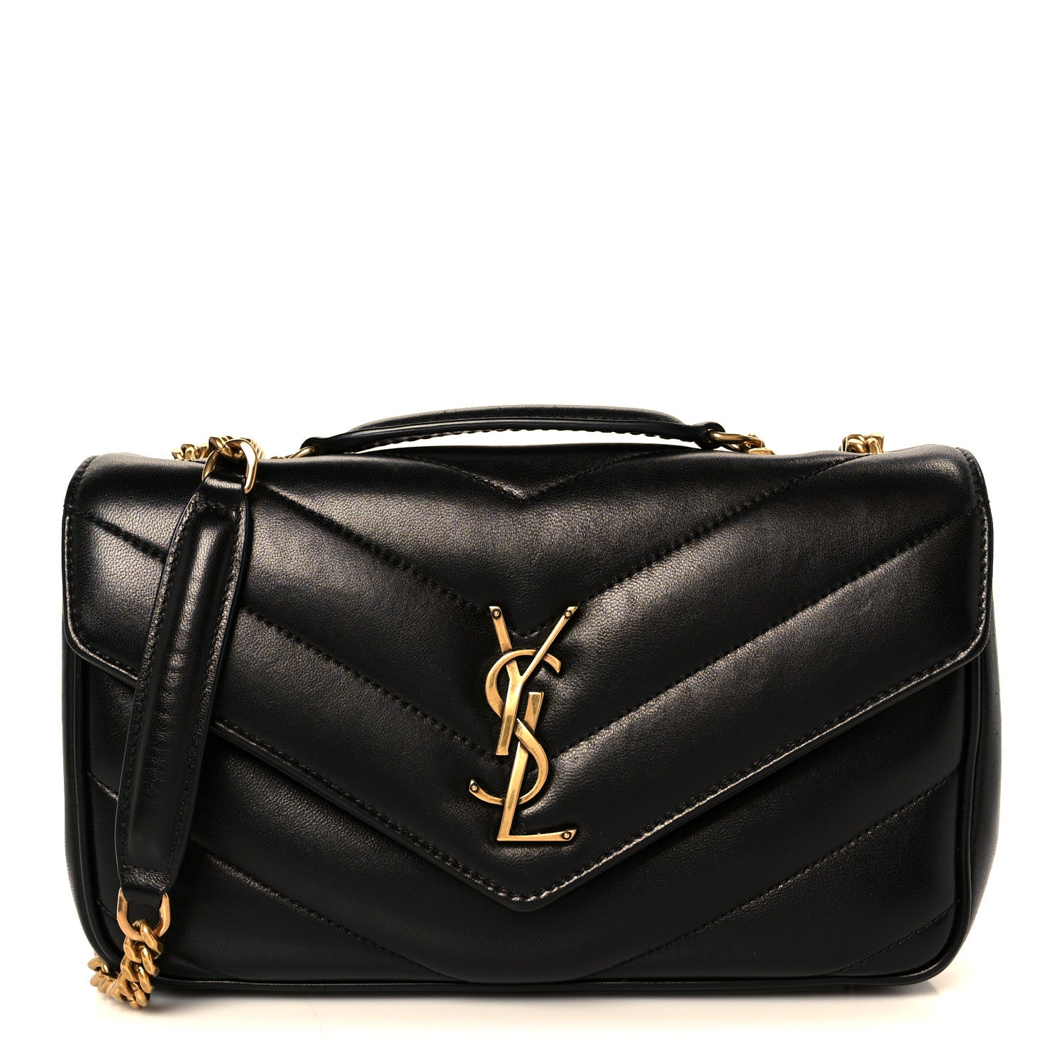 Saint Laurent Lambskin Chevron Quilted Small Loulou Black 1 of 15