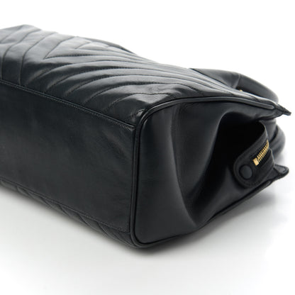 Chanel Lambskin Chevron Quilted Top Handle Bag Black 7 of 11