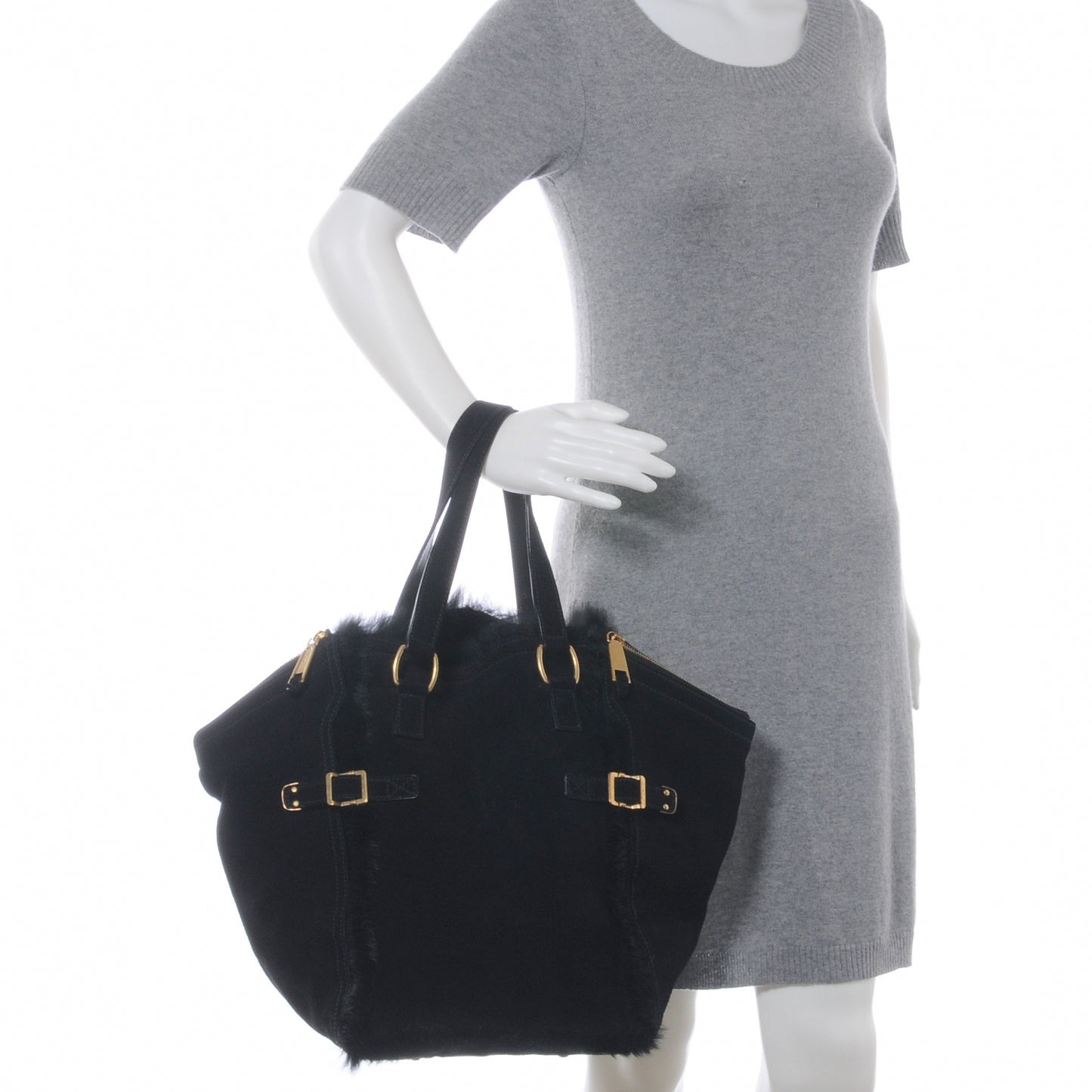 Suede Mink Medium Downtown Tote Black