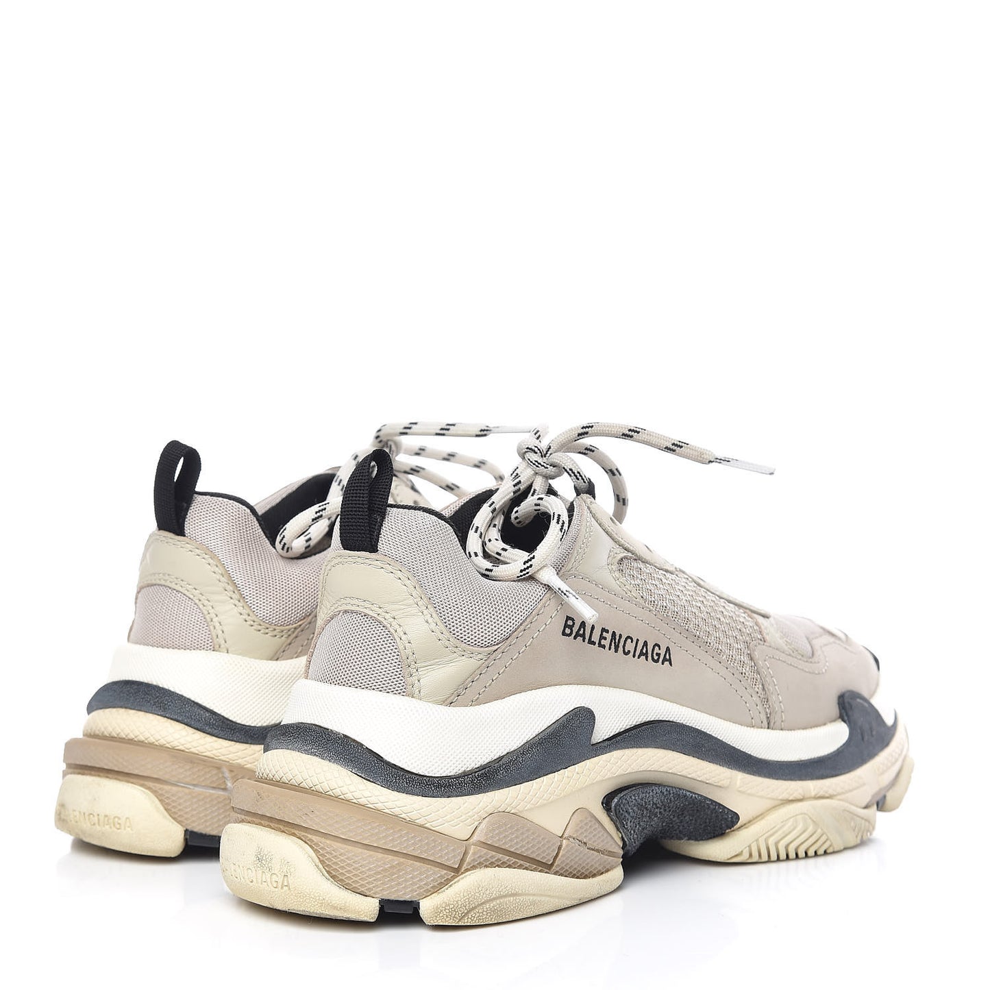 Fabric Mesh Womens Triple S Sneakers 38 Beige Black