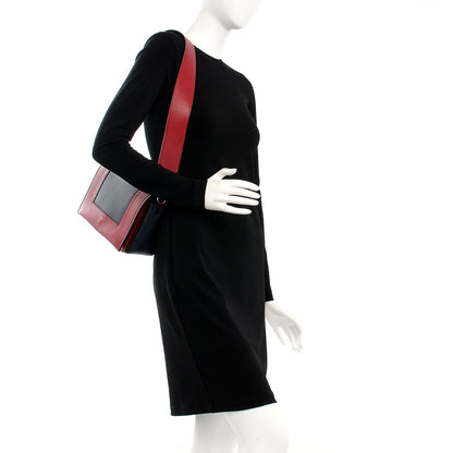 Celine Shiny Smooth Calfskin Medium Frame Shoulder Bag Red Navy 2 of 9