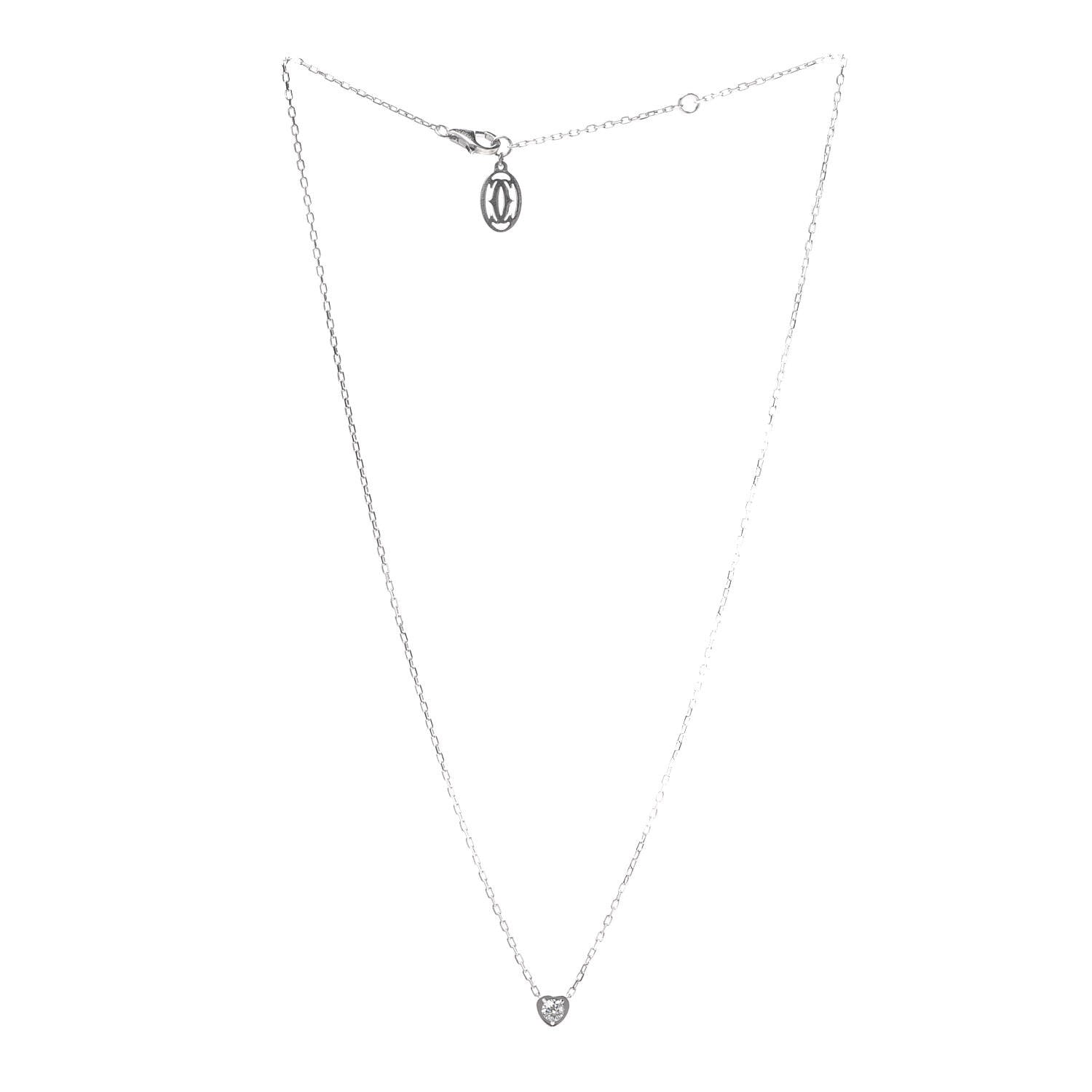 Cartier 18K White Gold Diamond D'Amour Heart Pendant Necklace 3 of 7